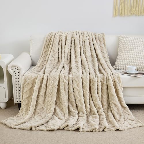 Aganear Khaki Fleece Throw Blanket 60x80 Inches for Couch & Sofa