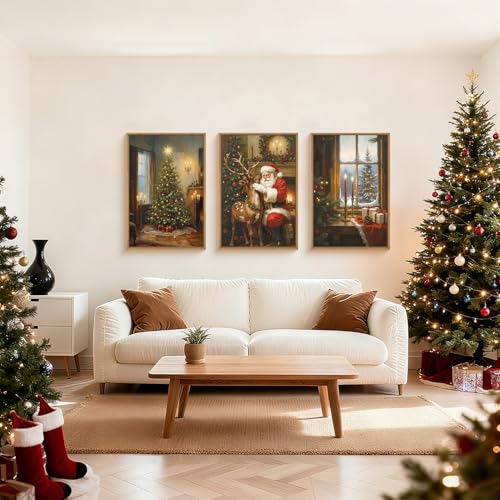 Ausril Large Vintage Christmas Wall Art Set - 24 x 36 x 3, 3-Piece