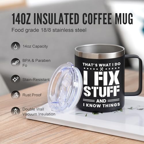 14oz Stainless Steel Coffee Mug for Men and Dad - Funny Gift for Birthdays & Christmas
