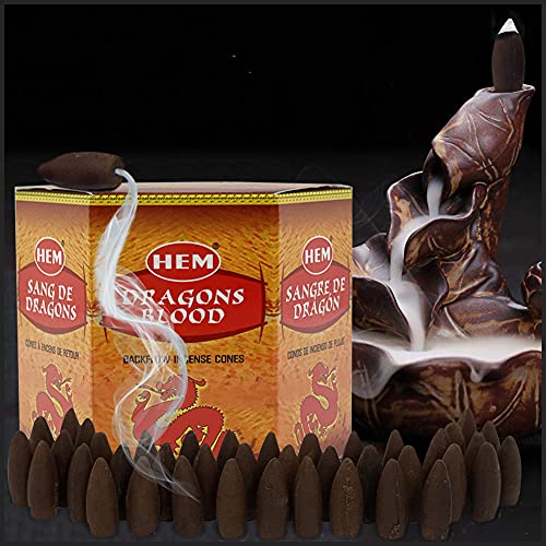 Dragons Blood Backflow Incense Cones for Waterfall Burners - 40 Pack