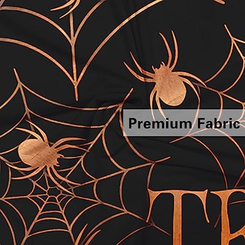 48-Inch Halloween Tree Skirt - Orange & Black Spider Web Lace-Up Decor