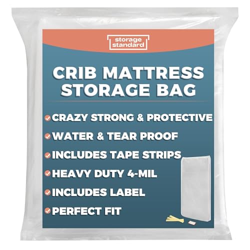 Waterproof Crib Mattress Storage Bag - Heavy Duty 4-Mil Plastic Moving Cover