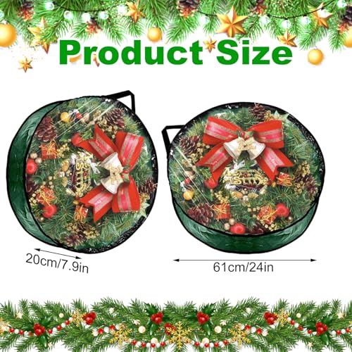 6-Pack 24-Inch Christmas Wreath Storage Container Bags with Clear Window