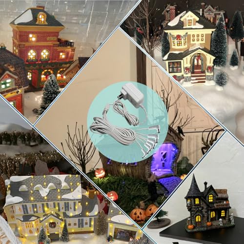 4.5V AC/DC Power Adapter with 6 Output Jacks for Christmas Village Lighting