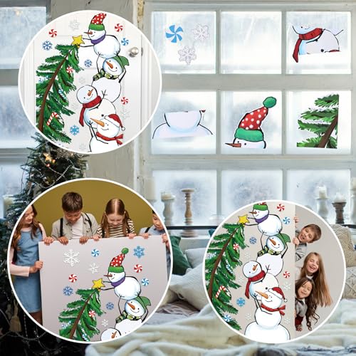 Fuutreo Christmas Door Decor Snowman Stack Tree Snowflake Candy Cane (Hand-Painted), Indoor/Outdoor