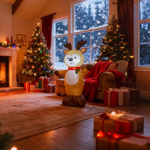 TYBEEU 4ft Inflatable Reindeer with LED Lights, Auto Blow Up Christmas Decor