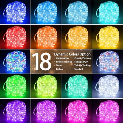 Outdoor Solar Rope Light with 200 LEDs, Waterproof, Multi-Color, Remote & Timer