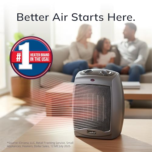 Lasko Portable Electric Ceramic Space Heater with Thermostat, 1500W Dark Gray