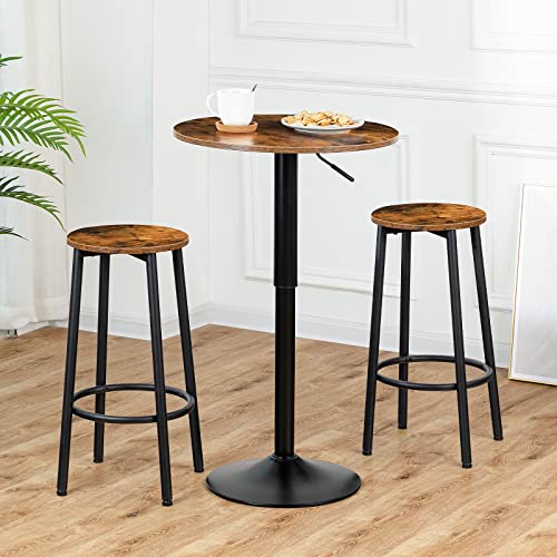 Height-Adjustable Round Pub Table, Modern Small Space Bar Table