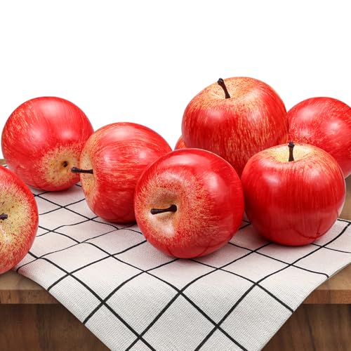 6 Pcs Artificial Red Apples - Realistic Faux Fruit for Home Decor