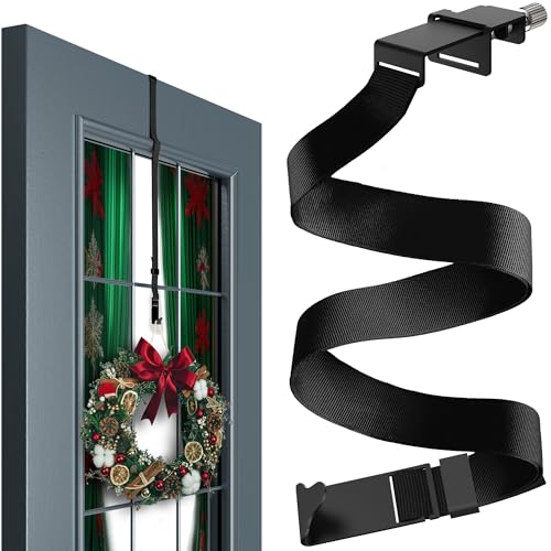 Adjustable Over the Door Wreath Hanger - 19 Inch Non-Scratch Hook (22 lb)