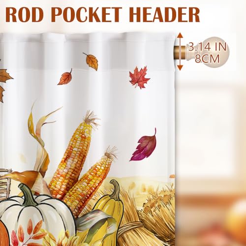 Fall Kitchen Curtains Set - 3 Piece Tiers & Valances for Home