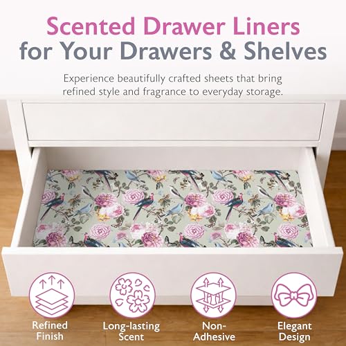 Scented Drawer Liners, Royal Bloom Fragrant Shelf Paper, 22 x 16 Inches