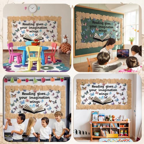 78 Pcs 3D Butterfly Bulletin Board Set Reading Library Classroom Decor
