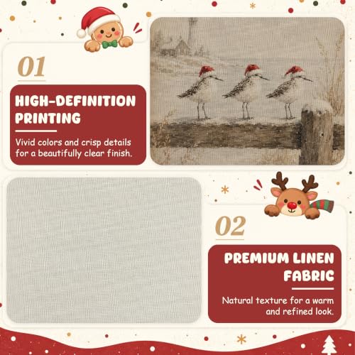 Cquwb Coastal Beach Christmas Sandpiper Poster Wall Art Decor 12x16 - Coastal Beach Christmas
