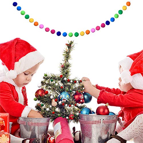 Colorful Pom Pom Ball Garland Set (5-Pack) - 6.5ft Rainbow Party Decor