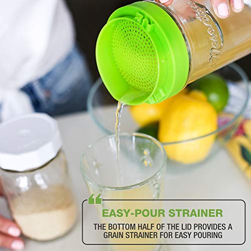 Wide Mouth Mason Jar Kefir Lids and Grain Strainer Kit