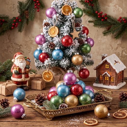 Soaoo Bright 24pcs Christmas Glitter Ball Ornaments 2.36" Shatterproof