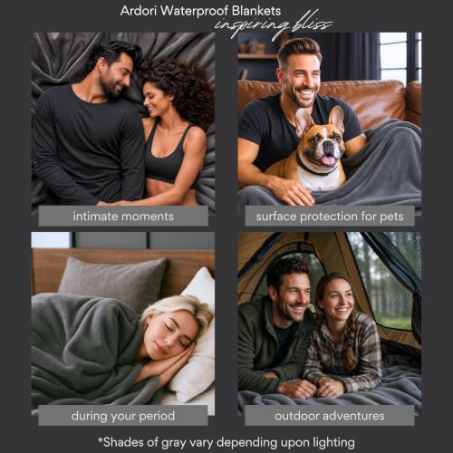 King Size Waterproof Blanket - Gray Plush Fleece, 82x82
