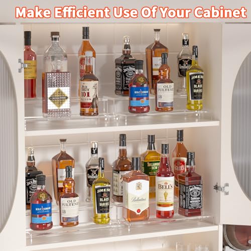 2-Tier Acrylic Liquor Bottle Display Shelf, 15-inch Countertop Bar Organizer