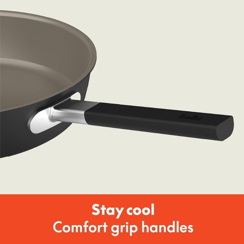 Bella 9-Piece Ceramic Nonstick Cookware Set - Dishwasher & Oven Safe, Stackable Design, Black