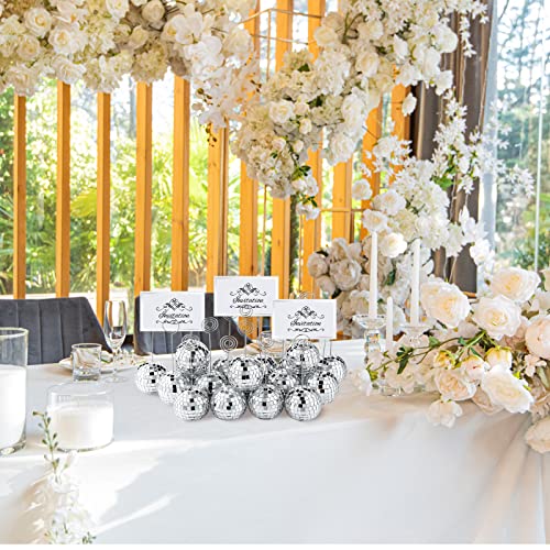 20 Set Disco Ball Place Card Holders with Wire Clips for Party Tables