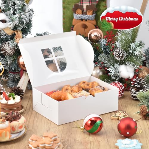 Cotopher 30Pcs White Christmas Cookie Boxes with Window 9x6x3in – Gift Set