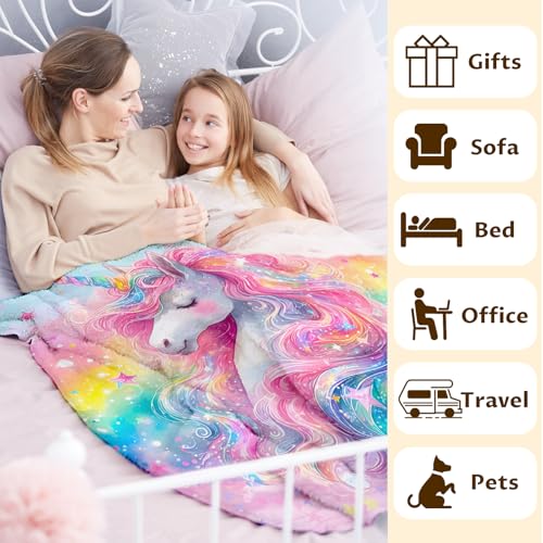 IWANGIFT Unicorn Blanket 60"x80" Throw - Lightweight Flannel Bedding, 80x60 Color 1