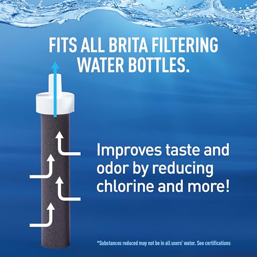 Brita Hard-Sided Plastic Premium Filtering Water Bottle, BPA-Free, Reusable, Replaces 300 Plastic Water Bottles, Filter Lasts 2 Months or 40 Gallons, Includes 1 Filter, Blush - 26 oz