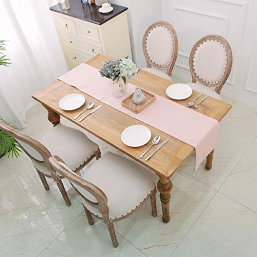 NATUS WEAVER Soft Caddice Faux Linen Table Runner 12 x 72 Baby Pink - 4-6 Seat