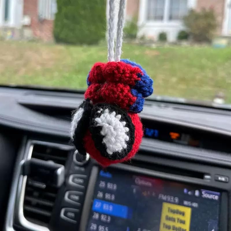 Handmade Crochet Spider Car Rear View Mirror Hanging Ornament Decor
