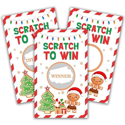 TIOFUNO Christmas Scratch Off Cards 50 Pcs Multicolor - Scratch to Win Party Game Cards