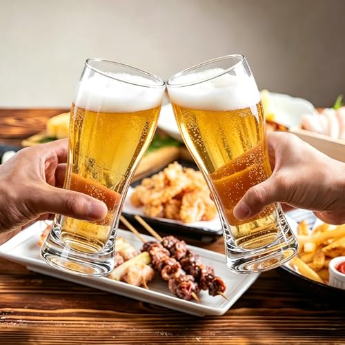 16 oz Pilsner Beer Glasses Set of 4, Classic Craft Wheat Beer Pint Glassware