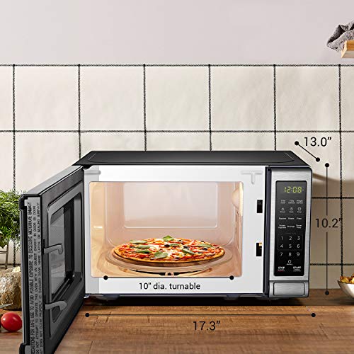 Compact Countertop Microwave Oven, 0.7 Cu. Ft. 700W Stainless Steel