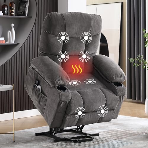 Power Lift Recliner Chair with Massage, Lumbar Heat, and USB Port