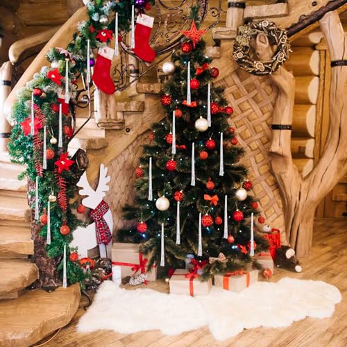 Humyeam 2000-Strand Iridescent Tinsel Icicles - 19.8in, Silver for Christmas Tree, Party & Wedding Decorations (Iridescence)