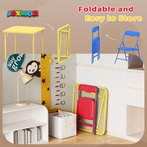 3-Piece Kids Folding Table and Chairs Activity Set, Sturdy Metal Frame