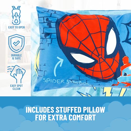 Spiderman Kids Slumber Bag and Pillow 2-Piece Set - 54 x 27 Inch