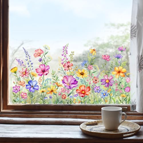Wildflower Window Clings - Colorful Floral Stickers for Glass