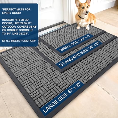 Heavy-Duty Front Door Mat, 29.5x17 Inch Non-Slip Low-Profile Entryway Mat