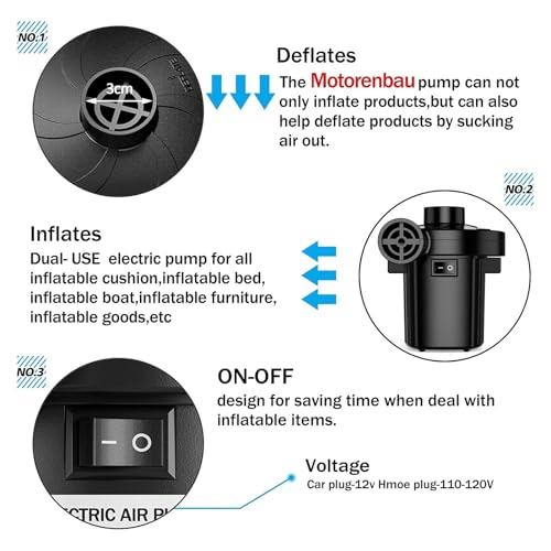 Portable Electric Air Pump for Inflatables - Quick-Fill AC Pump with 3 Nozzles