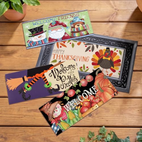 5-Piece Interchangeable Seasonal Doormat Set with Rubber Tray - 18 x 30