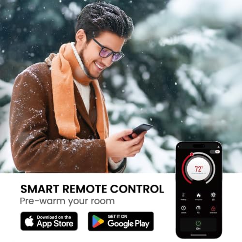 Silonn 50-Inch Smart Electric Fireplace Heater, Wall-Mounted & Recessed with App, Remote, and 20 Flame Colors