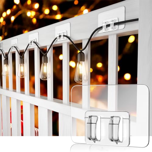 30-Pack Adhesive Outdoor String Light Hooks, Weatherproof Clips for Patio