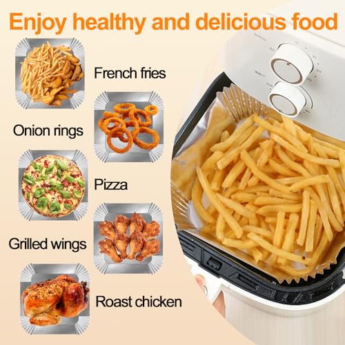 100Pcs 6.3-Inch Aluminum Foil Air Fryer Liners - Disposable Square Sheets