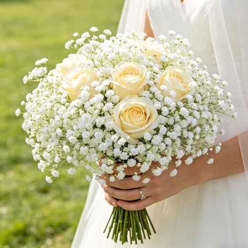 6Pcs Artificial Baby's Breath Flowers - 21'' White Gypsophila