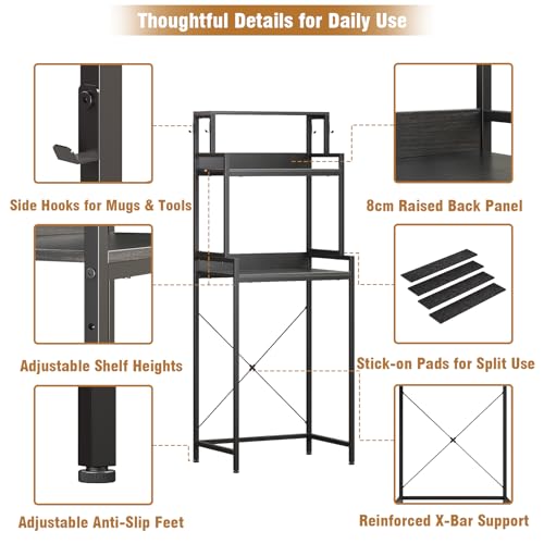 Espelism 3-Tier Mini Fridge Stand & Microwave Rack - Adjustable Kitchen Shelving