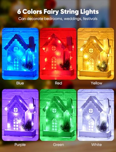 Brightown 14 Pack 6 Color Battery Operated LED Fairy String Lights - Waterproof