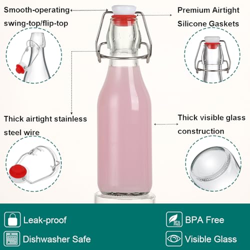 Swing Top Glass Bottles 8.5 oz Flip Top Airtight Bottles 12 Pack