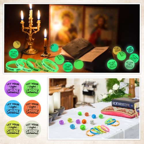60-Piece Christian Glow in the Dark Party Favor Set: Silicone Wristbands & Balls